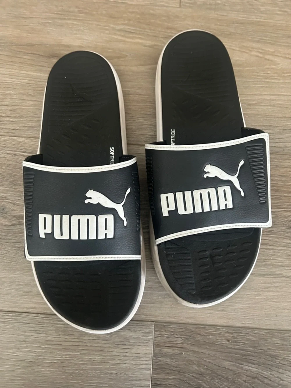 Puma Black and White Adjustable Slide Sandals‎ Size 13